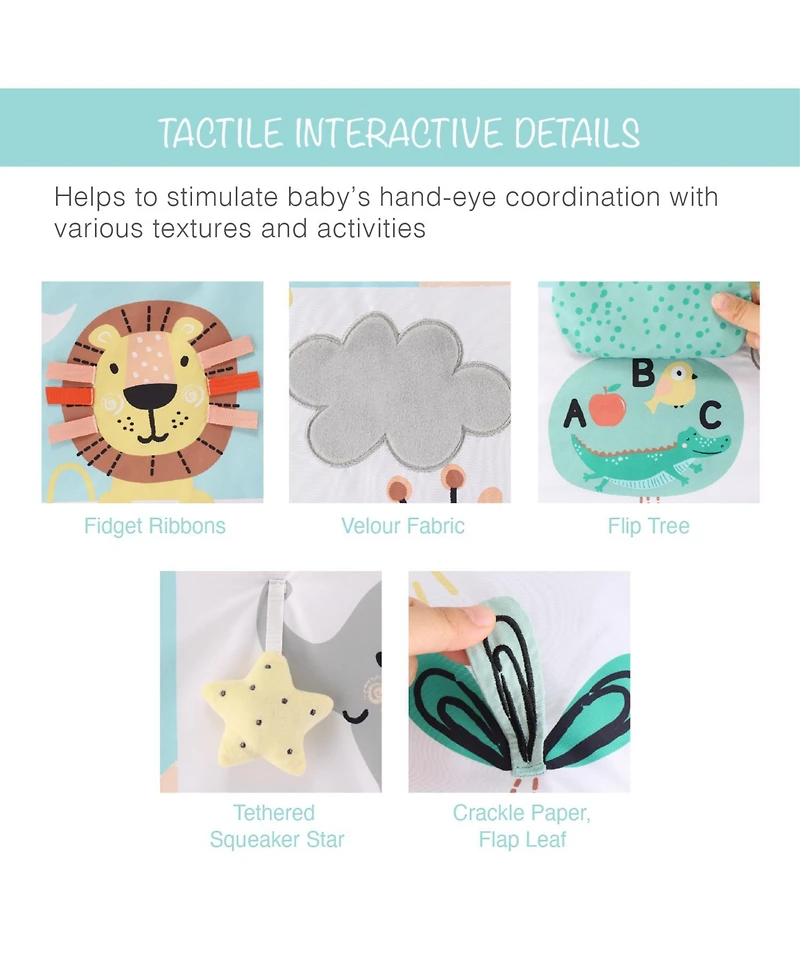 The Peanutshell 7 in 1 Baby Play Gym and Tummy Time Mat, Safari 123
