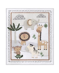 The Peanutshell Safari Serenity Cotton Crib Bedding Set for Baby Boys and Baby Girls, 4 Pieces