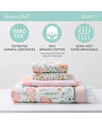 The Peanutshell Wildflower Cotton Crib Bedding Set for Baby Girls, 4 Pieces