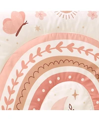 The Peanutshell Crib Bedding Set for Baby Girls, Boho Rainbow, 3 Pieces