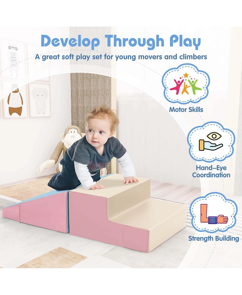 Step and Slide Climber for Infants Toddlers Baby Soft Foam Structure Blocks