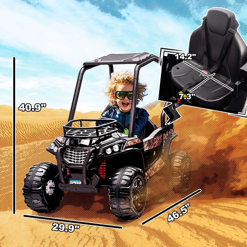 Aosom 12V Kids Utv with Music, Lights, MP3/Usb, Suspension,