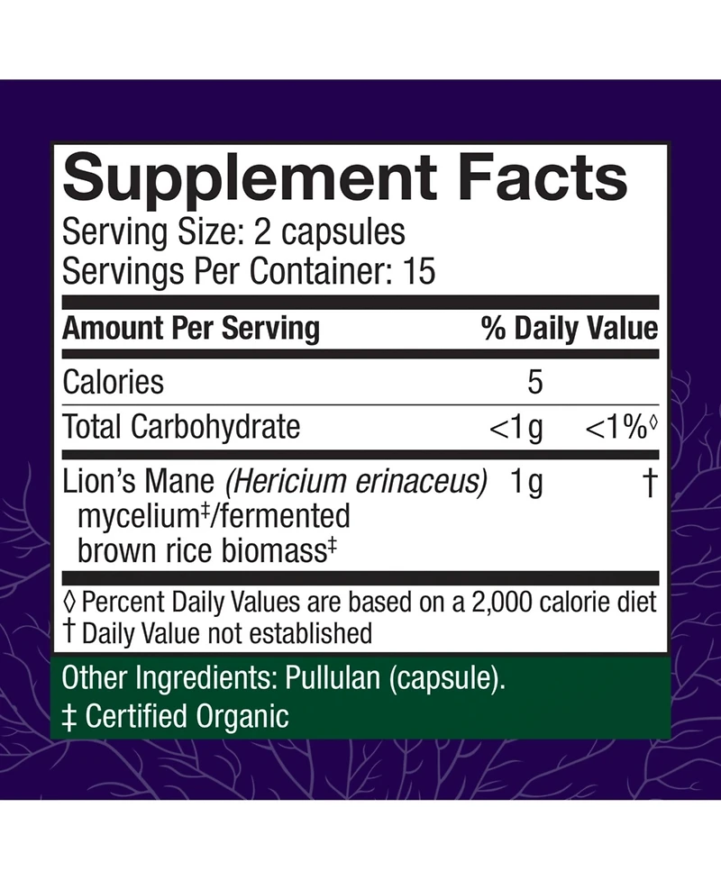 Host Defense Mushrooms Lion's Mane - Brain Health Support Supplement - Mushroom Supplement to Support Focus & Memory Function