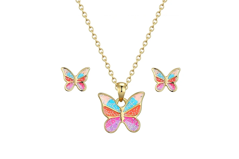 Lily Nily Girls Glitter Butterfly Necklace and Earrings Set
