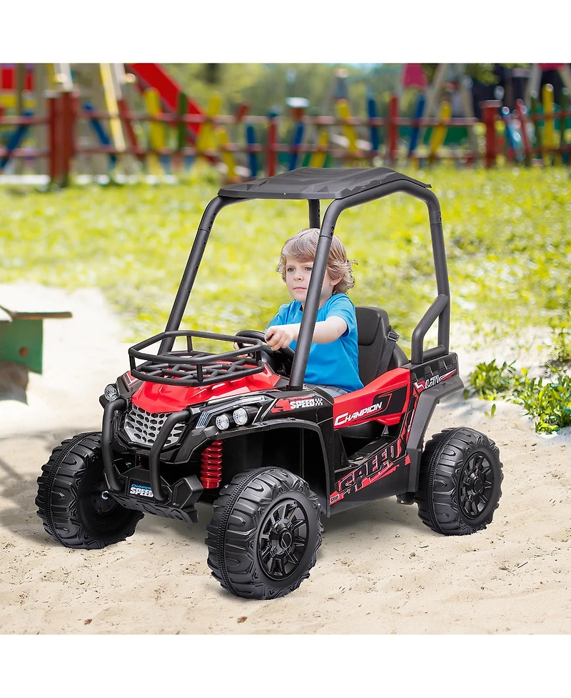 Aosom 12V Kids Utv with Music, Lights, MP3/Usb, Suspension,
