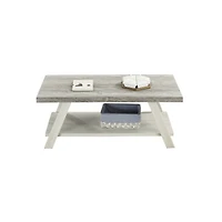 Two-Tone Wood Shelf Coffee Table in Weathered Gray and Beige