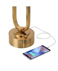 Ramses 25 1/2" High Modern Table Lamp Usb Port Ac Power Outlet Pull Chain Gold Metal Single White Alabaster Dome Shade Living Room Charging Bedroom Be