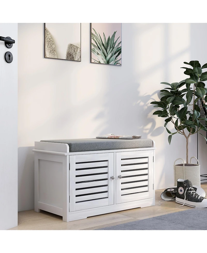 Streamdale Modern Shoe Organizer Bench with Two-Compartment Storage
