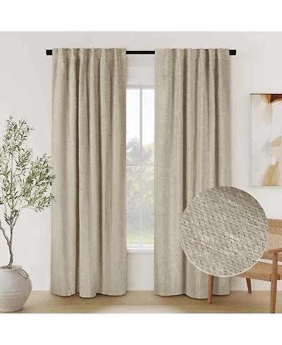 Chenille Solid Room Darkening Back Tab Curtain Panel