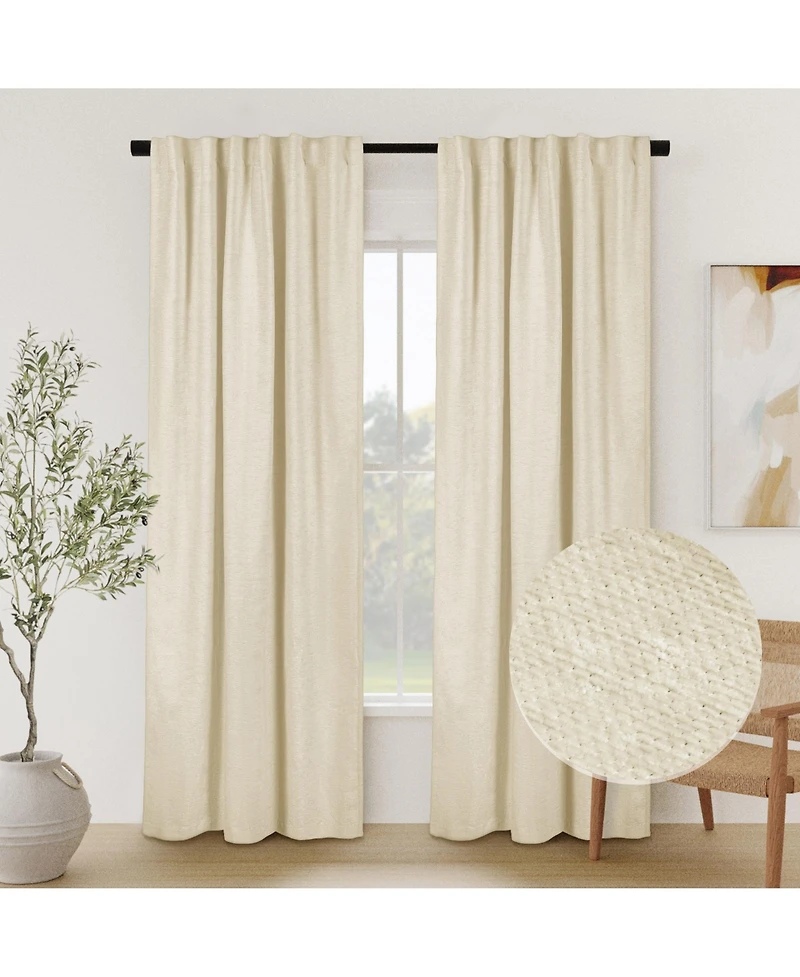 Chenille Solid Room Darkening Back Tab Curtain Panel