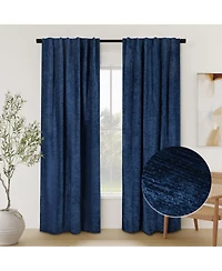 Chenille Solid Room Darkening Back Tab Curtain Panel