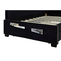 Streamdale Twin Daybed Bed Frame with Trundle, Black Velvet