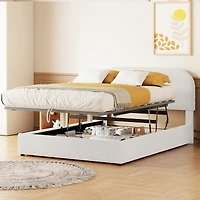 Streamdale Teddy Fleece Platform Bed with Hydraulic Storage