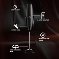 Handheld Milk Frother Stainless Steel Single Whisk with Stand