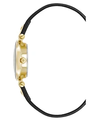 Anne Klein Women's Quartz Black Essential Leather and Gold-Tone Alloy Metal Strap Watch, 26mm