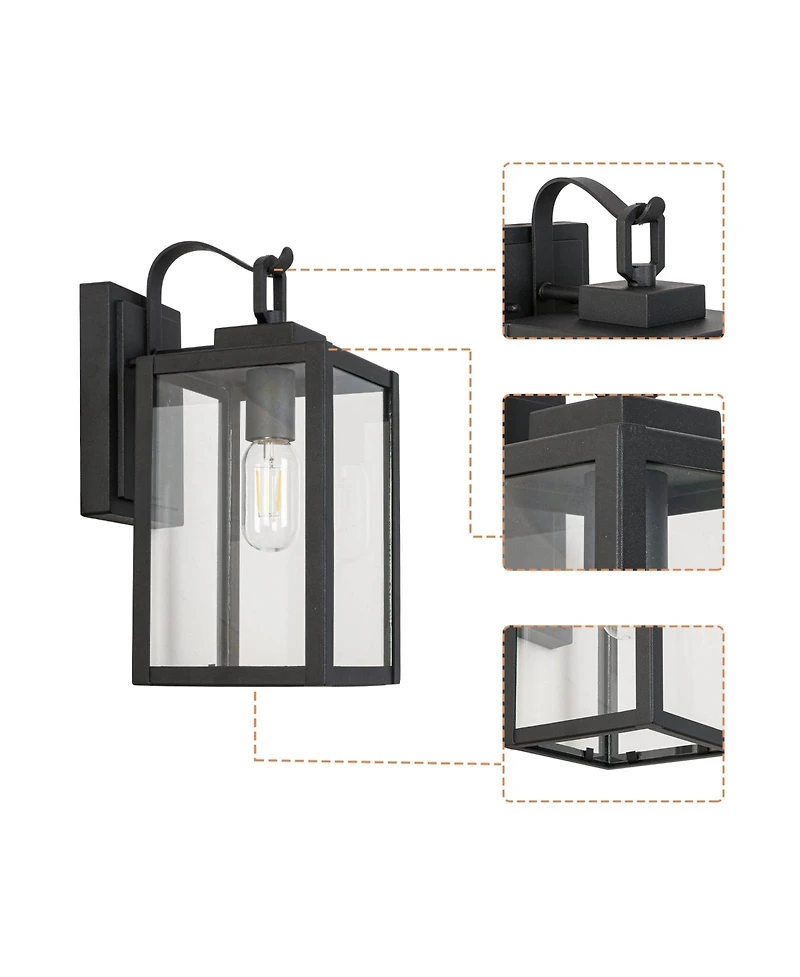 Flynama 1-Light Matte Black Sensing Outdoor Hardwired Wall Sconce with No Included