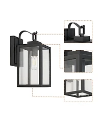 Flynama 1-Light Matte Black Sensing Outdoor Hardwired Wall Sconce with No Included