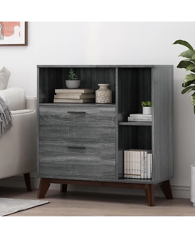 Streamdale Mid-Century Modern Cabinet with Faux Wood and Storage