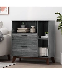 Streamdale Mid-Century Modern Cabinet with Faux Wood and Storage