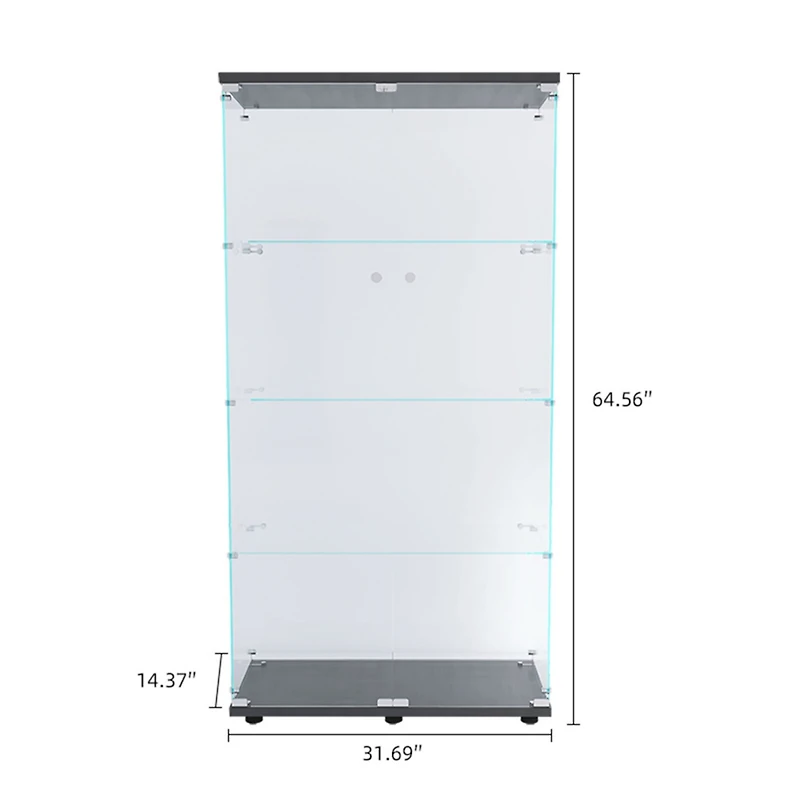 Streamdale Lighted Glass Display Cabinet with Shelves, Black