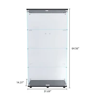 Streamdale Lighted Glass Display Cabinet with Shelves, Black