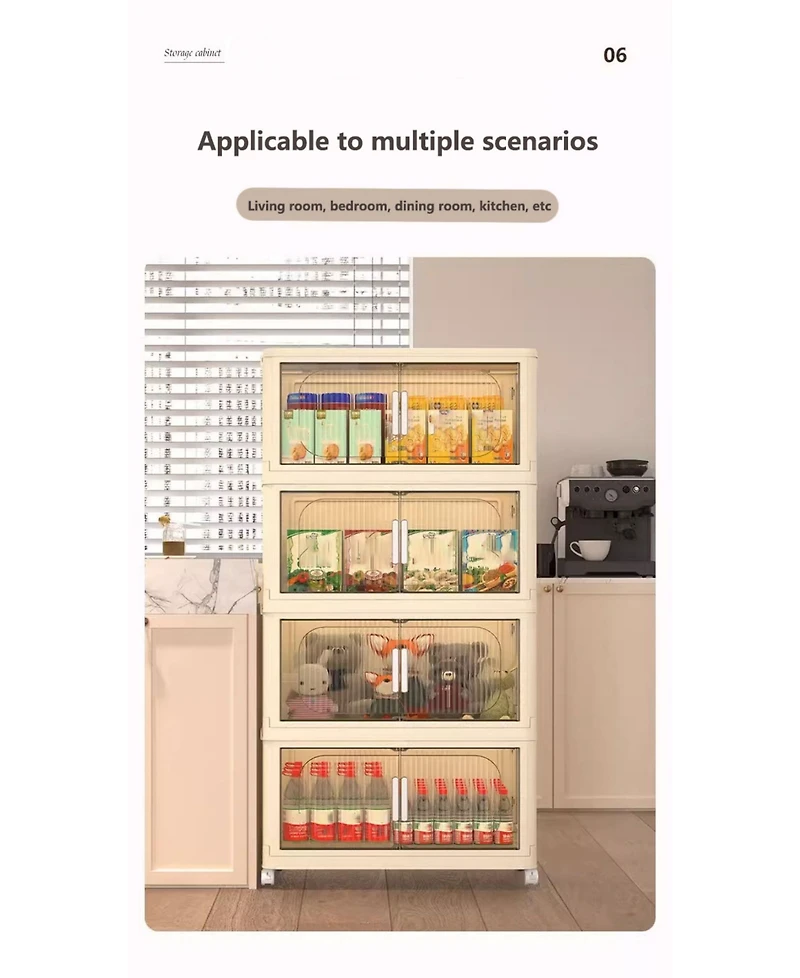 Streamdale Furniture 5-Tier Collapsible Storage Cabinet with Magnetic Door and Wheels