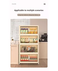 Streamdale Furniture 5-Tier Collapsible Storage Cabinet with Magnetic Door and Wheels