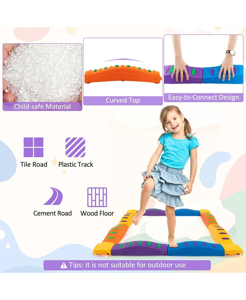 Hongge Colorful Kids Wavy Balance Beam with Textured Surface and Non-slip Foot Pads