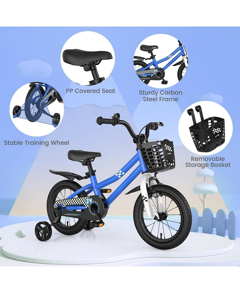 Hongge 14 Inch Kids Bike with 2 Training Wheels for 3-5 Years Old