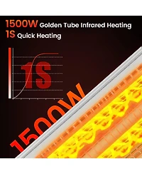Gymax 1500W Standing Electric Heater w/ Double-sided Heating Infrared Patio Heater