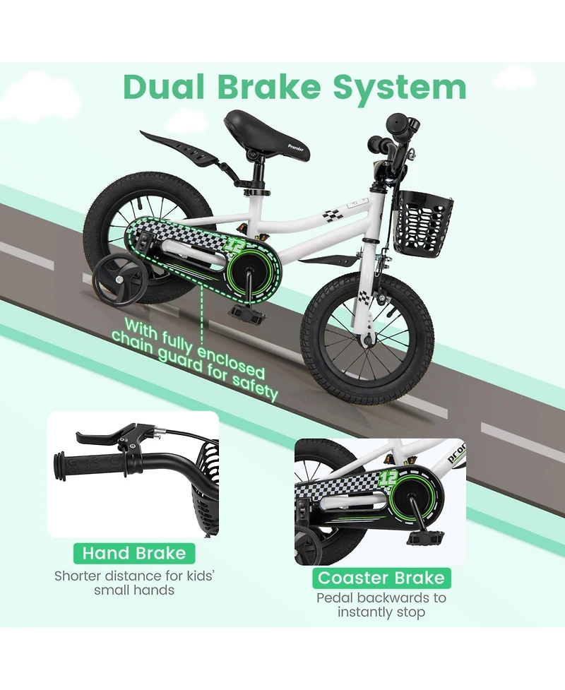 Hongge 12 Inch Kids Bike Children Bicycle with Training Wheels for 3-4 Years Old