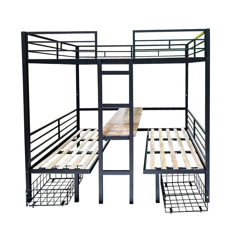 Streamdale Furniture Full Size Loft Bed with Table Set Transformable to Full over Full Bunk