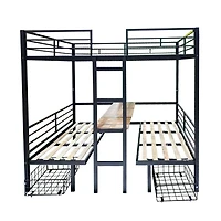 Streamdale Furniture Full Size Loft Bed with Table Set Transformable to Full over Full Bunk