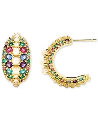 Kendra Scott Cultured Freshwater Pearl (2mm) & Crystal Pave Small Half Hoop Earrings