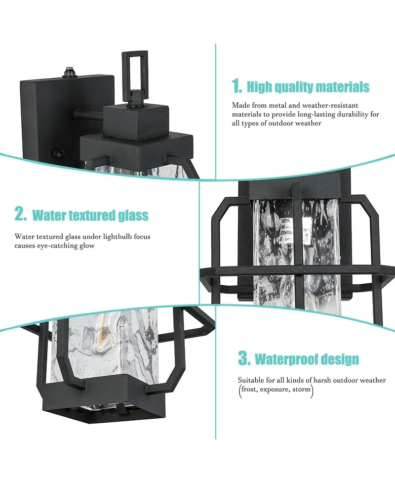 Flynama Dusk to Dawn Outdoor Hardwired Wall Lantern Sconce with No Bulbs Included