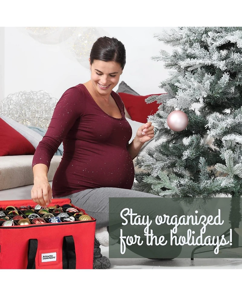 Florida Brands Christmas Storage Box with Adjustable Dividers and 4 Trays - Stores Up to 96 - 3" Ornaments