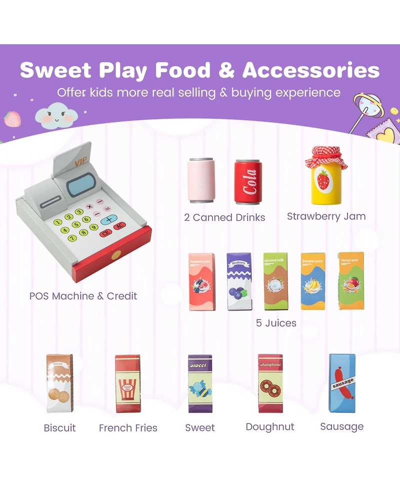 Hongge Kids Grocery Store Playset with Cash Register Pos Machine