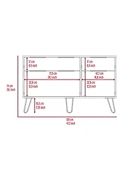 Begonia Double Dresser, Four Drawers, Superior Top, Hairpin Legs, Light Oak