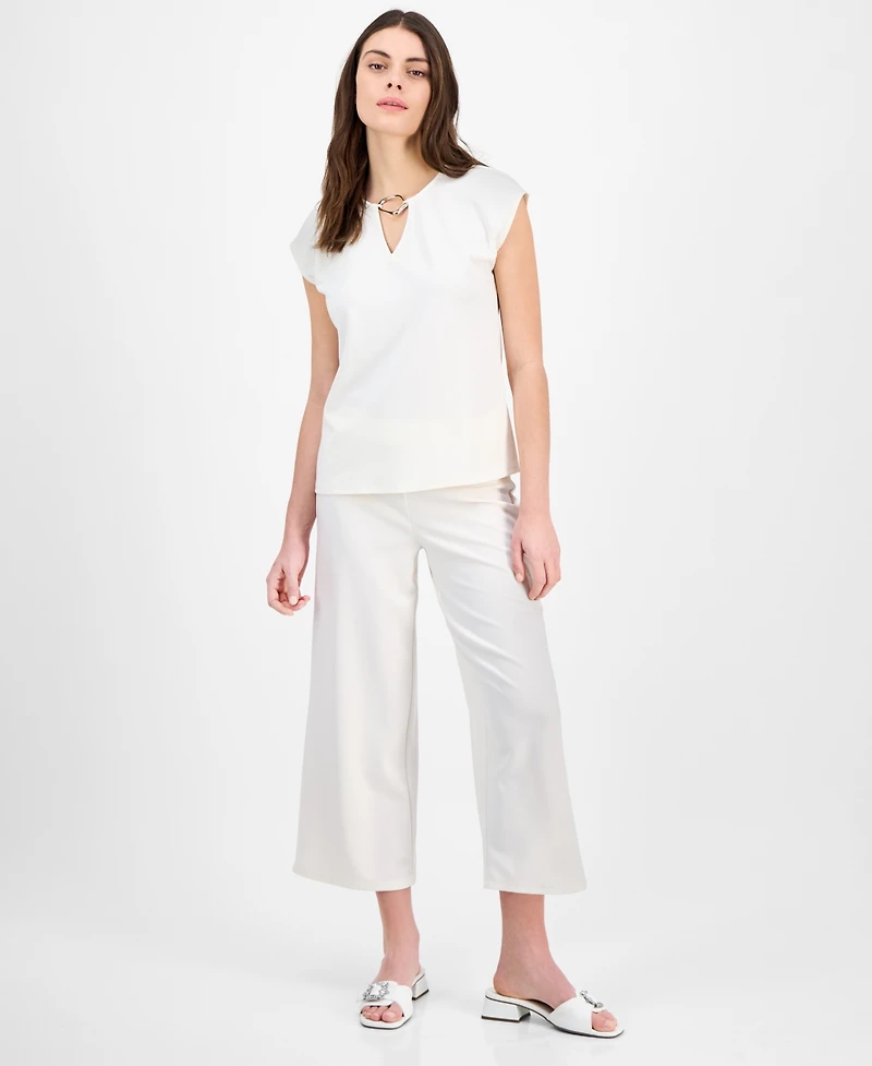 Anne Klein Women's Embellished Keyhole Top