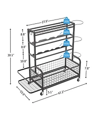 Streamdale 4-Tier Metal Sports Gear Organizer with Rolling Wheels