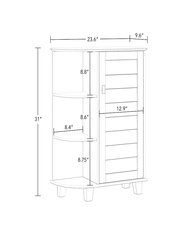 RiverRidge Home 36.63" Single Door Floor Cabinet with Side Shelves