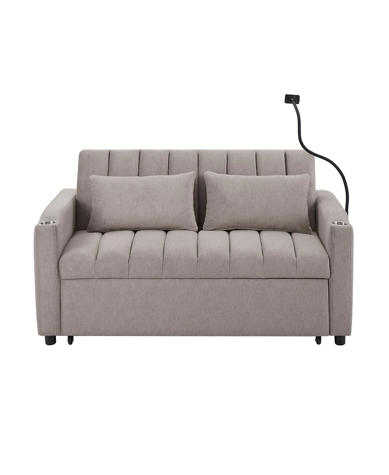 Streamdale Convertible Sofa Bed Loveseat with Usb Ports, Storage, and Phone Holder