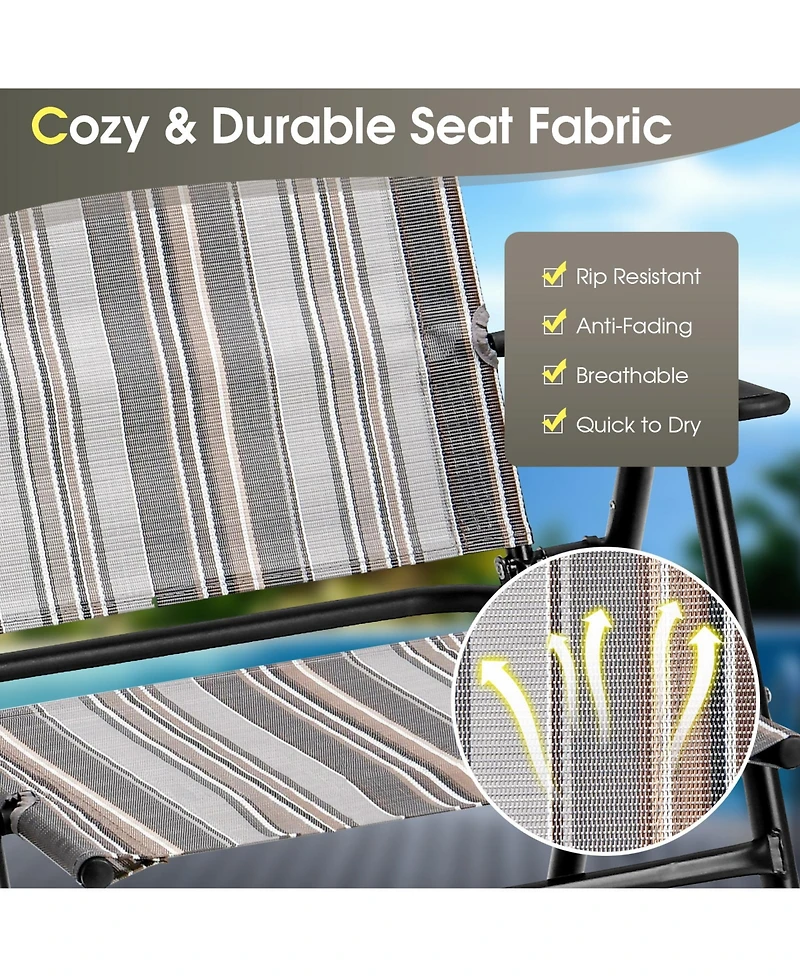 Sugift Set of 2 Patio Folding Sling Chairs Space-saving Dining Chair