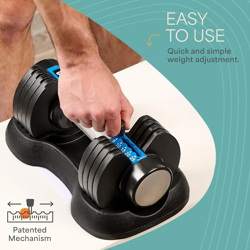 LifePro 25Lbs Adjustable Dumbbells - 6-in-1, Compact, Quick Adjust for Full Body Home Gym