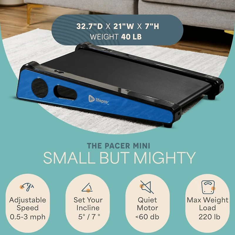 LifePro 30in Portable Under Desk Mini Treadmill – Compact Walking Pad, Max 3 Mph, 220Lbs Capacity