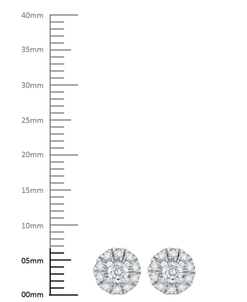 Diamond Round Halo Stud Earrings (1/2 ct. t.w.) 14k White Gold or