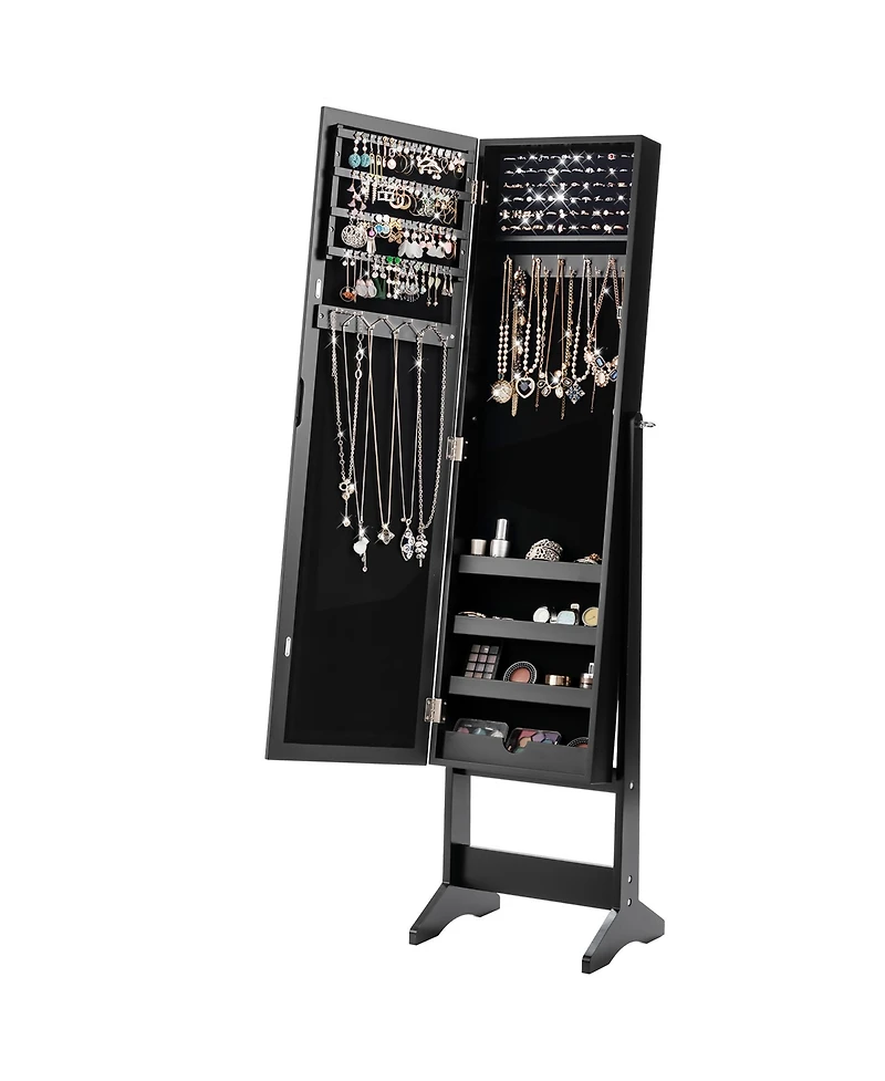 Costway Jewelry Mirrored Cabinet Armoire Organizer Storage Box w/ Stand Christmas Gift