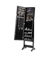 Costway Jewelry Mirrored Cabinet Armoire Organizer Storage Box w/ Stand Christmas Gift