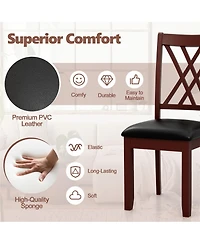 Gymax Set of 2 Dining Chair Kitchen Chair with Backrest Padded Seat & Rubber Wood Legs