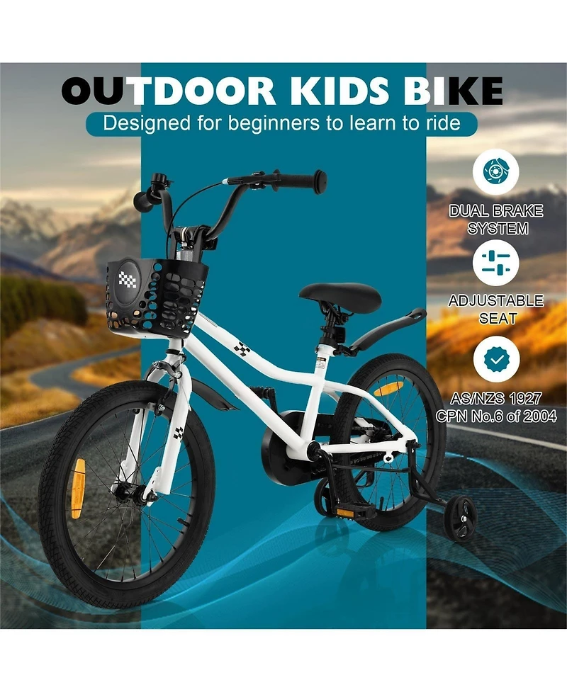 Hongge 18 Inch Kids Bike with Kickstand and Coaster Brake for 4-8 Years Old